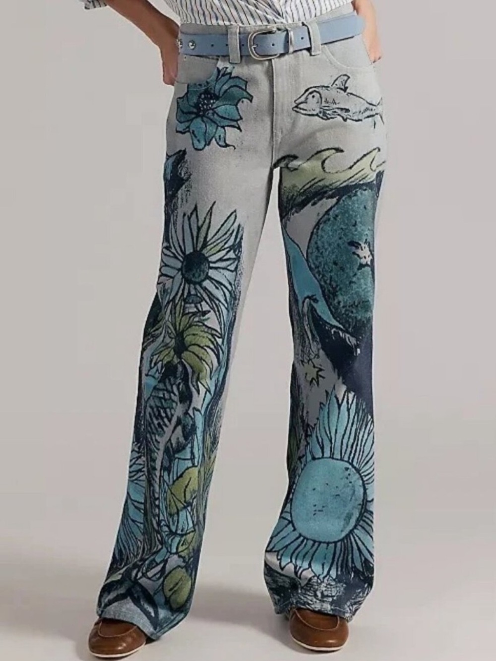 NWT FREE PEOPLE WE THE FREE TINSLEY PRINTED JEANS 🔥